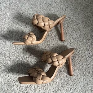 Elegant Tan Braided Heels